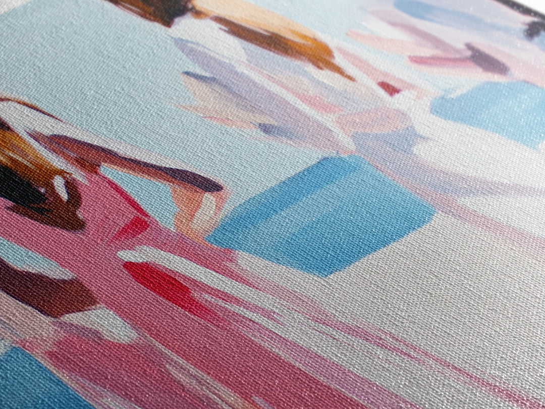 Beach Wedding Art, Elegant Women Painting, Soft Pastel Coastal Decor, Feminine Ocean Scene, Chic Minimalist Aesthetic, Canvas Print