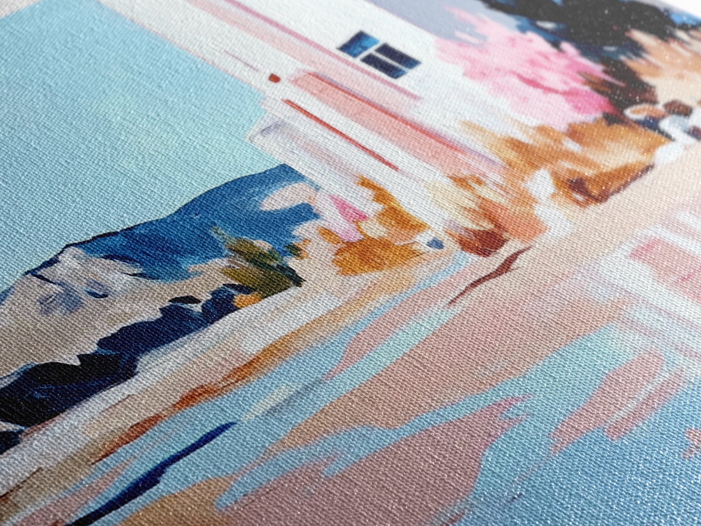 Desert Landscape, White House, Pink Trees, Canvas Print, Modern Southwest Art, Living Room Wall Art, Warm Earthy Tones, Minimalist Nature