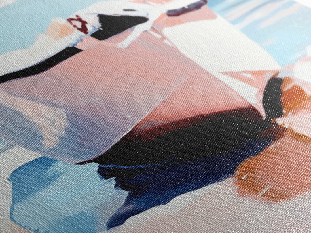 Beach Boat, Ocean Reflection, Coastal Calm, Canvas Print, Minimalist Nautical Art, Summer Home Decor, Living Room Wall Art, Tranquil Vibes