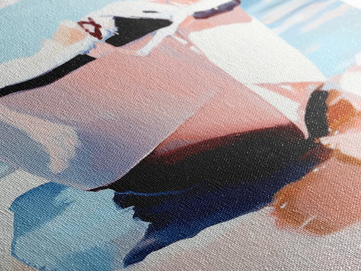 Beach Boat, Ocean Reflection, Coastal Calm, Canvas Print, Minimalist Nautical Art, Summer Home Decor, Living Room Wall Art, Tranquil Vibes