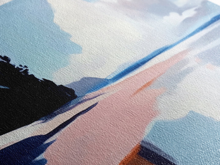 Cloudy Seascape Reflection, Tranquil Coastal Print, Minimalist Ocean Decor, Soft Pastel Landscape, Zen Home Art, Bedroom Framed Canvas Print