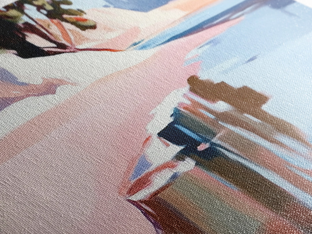 Coastal Tree, Overhang, Canvas Print, Ocean-inspired decor, modern beach wall art, pastel seascape, tranquil scenery, tropical vibes