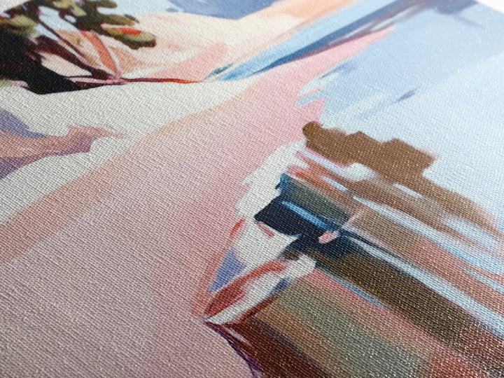 Coastal Tree, Overhang, Canvas Print, Ocean-inspired decor, modern beach wall art, pastel seascape, tranquil scenery, tropical vibes