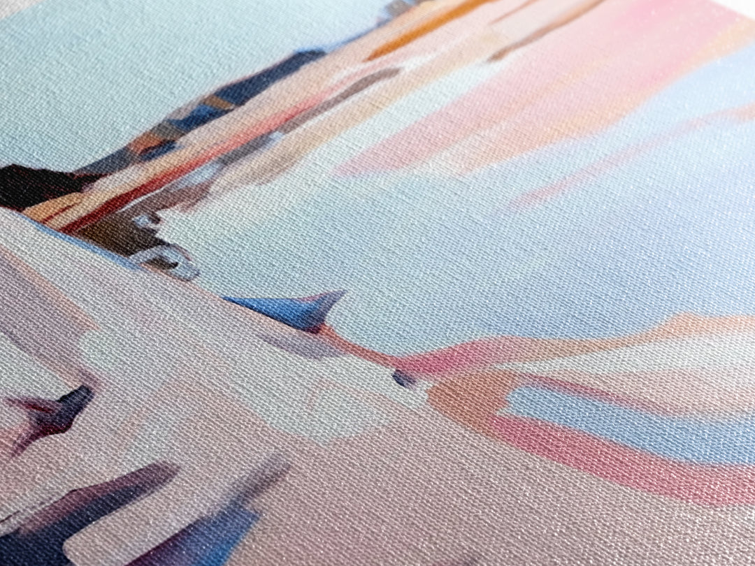 Cliffs Water, Reflection, Canvas Print, Coastal nature art, contemporary seascape painting, shoreline view, pastel scenery, ocean decor