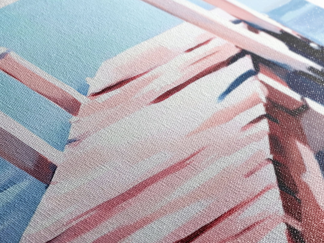 Dock on Water, Minimalist Seascape, Coastal Decor, Nautical Wall Art, Modern Beach Home, Summer Vibes, Blue Wall Art, Framed Canvas Print