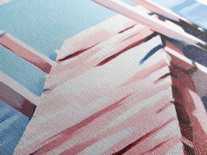 Dock on Water, Minimalist Seascape, Coastal Decor, Nautical Wall Art, Modern Beach Home, Summer Vibes, Blue Wall Art, Framed Canvas Print