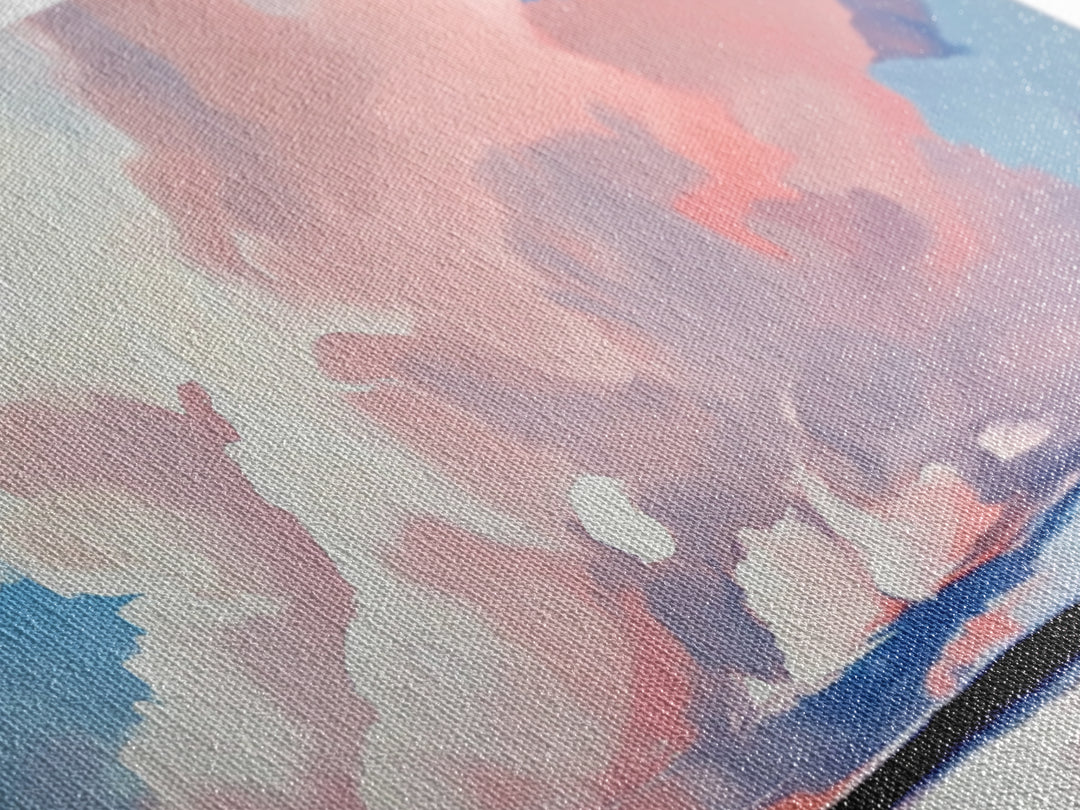 Sunset Glow, Cloud Reflections, Pastel Sky, Framed Canvas Print, Beach House Decor, Aesthetic Landscape, Contemporary Art, Serene Home Accent