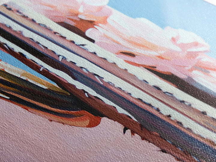 Cactus Bloom, Southwestern Wall Decor, Modern Desert Art, Boho Nature Painting, Minimalist Floral Scene, Aesthetic Pastel Tones, Canvas Print