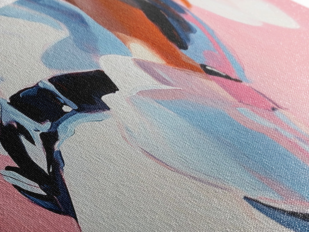 Cowgirl Outfit, Country Aesthetic, Western Home Decor, Feminine Wall Art, Fashion Framed Canvas Print, Pink and Blue Artwork