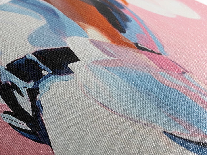 Cowgirl Outfit, Country Aesthetic, Western Home Decor, Feminine Wall Art, Fashion Framed Canvas Print, Pink and Blue Artwork