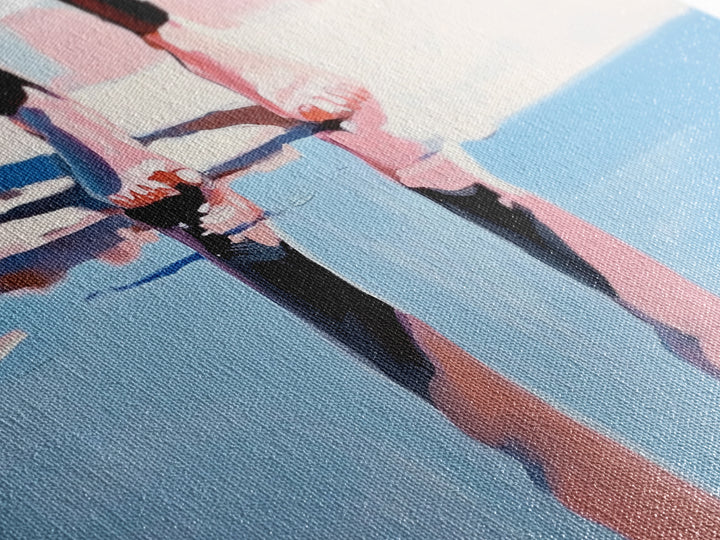 Barefoot Reflection, Surreal Water Art, Dreamy Wall Decor, Modern Framed Canvas Print, Minimalist Blue Aesthetic Artwork