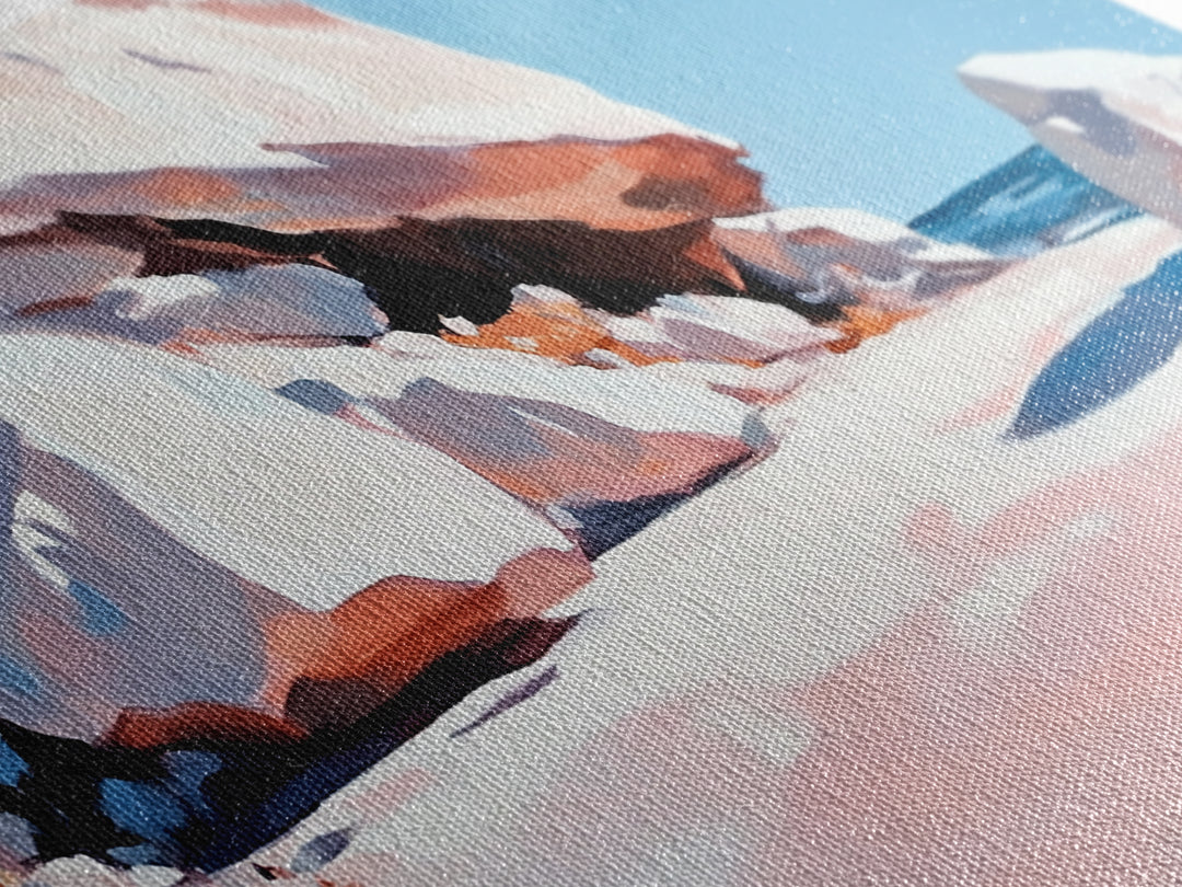 Rocky Beach Scene, Coastal Landscape, Modern Nature Art, Relaxing Seaside View, Framed Canvas Print, Ocean Wall Decor