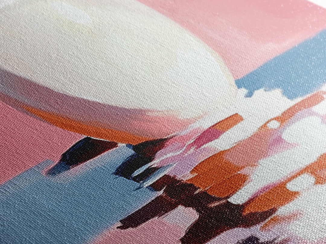 Blush Waves, Surf Art, Framed Canvas Print, Pink Seascape, Coastal Decor, Feminine Ocean Painting, Minimalist Wall Art