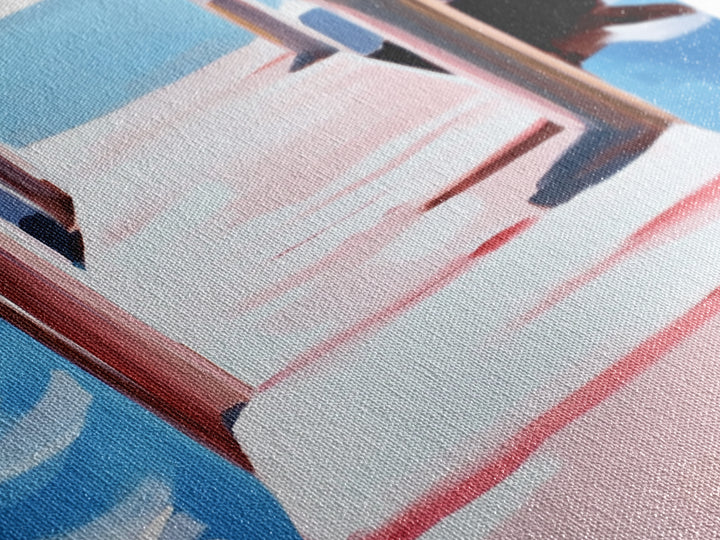 Dockside View, Nautical Art, Framed Canvas Print, Coastal Wall Decor, Beach House Aesthetic, Minimalist Ocean Painting