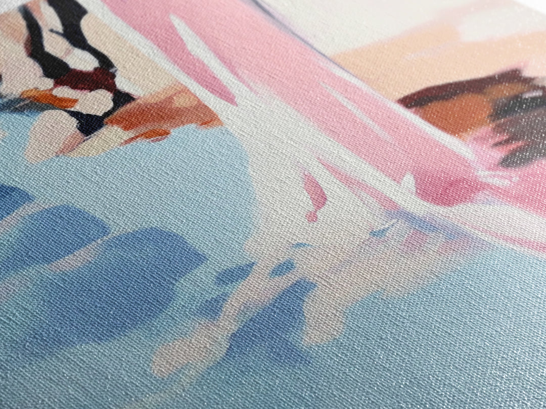 Flowing Water, Abstract Landscape, River Reflection, Soft Blues and Pinks, Peaceful Nature, Contemporary Minimalism, Canvas Print