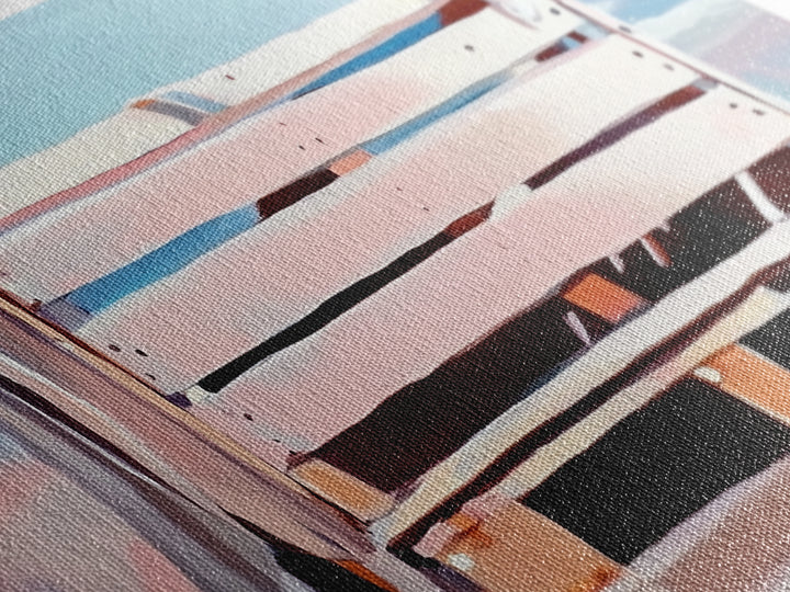 Beach Crate, Coastal Chic, Minimalist Seaside Art, Relaxing Ocean Decor, Modern Nautical Aesthetic, Living Room Wall Art, Canvas Print