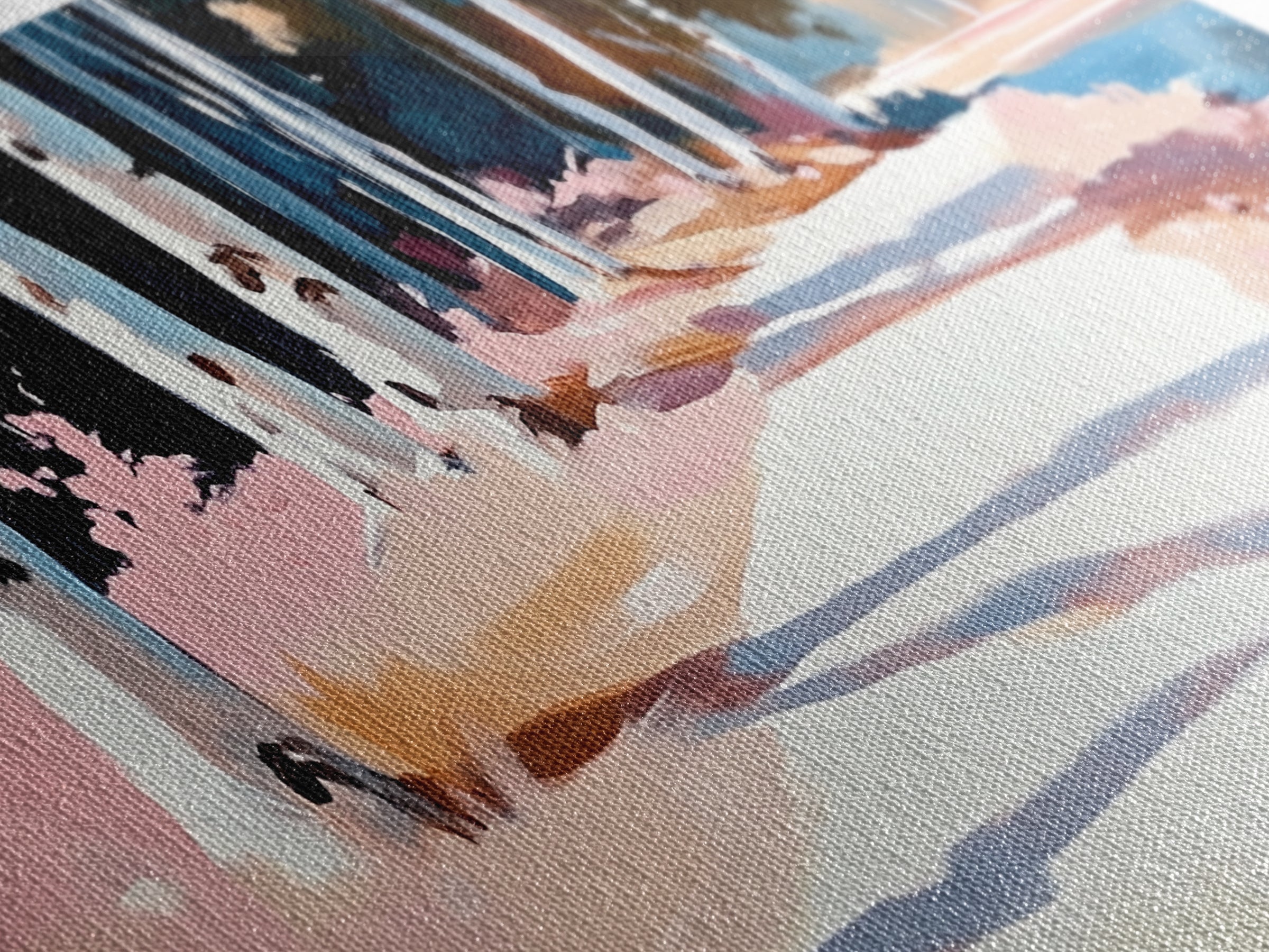 Birch Path, Autumn Landscape, Tranquil Nature Art, Minimalist Forest Print, Warm Neutral Tones, Living Room Wall Art, Canvas Print