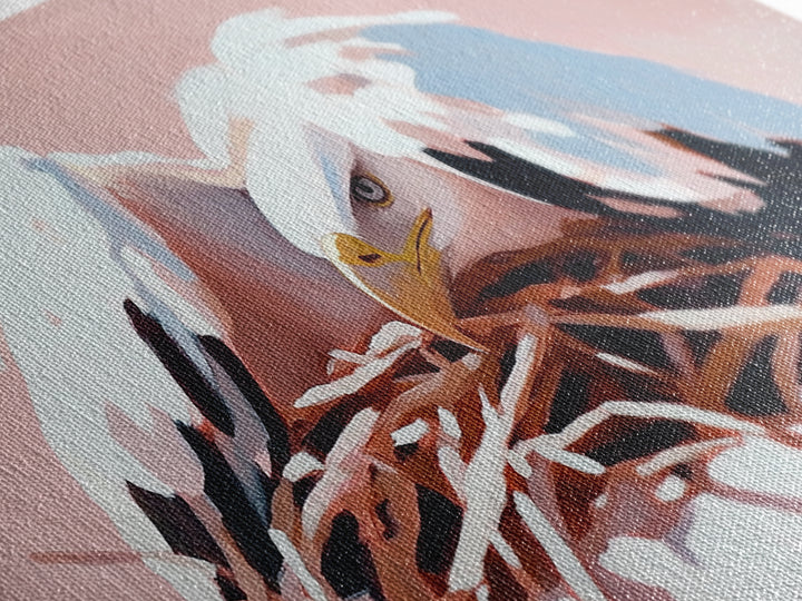 Bald Eagle, Wildlife Nest, Majestic Bird Art, American Symbol, Nature Aesthetic, Home Office Decor, Living Room Art, Framed Canvas Print