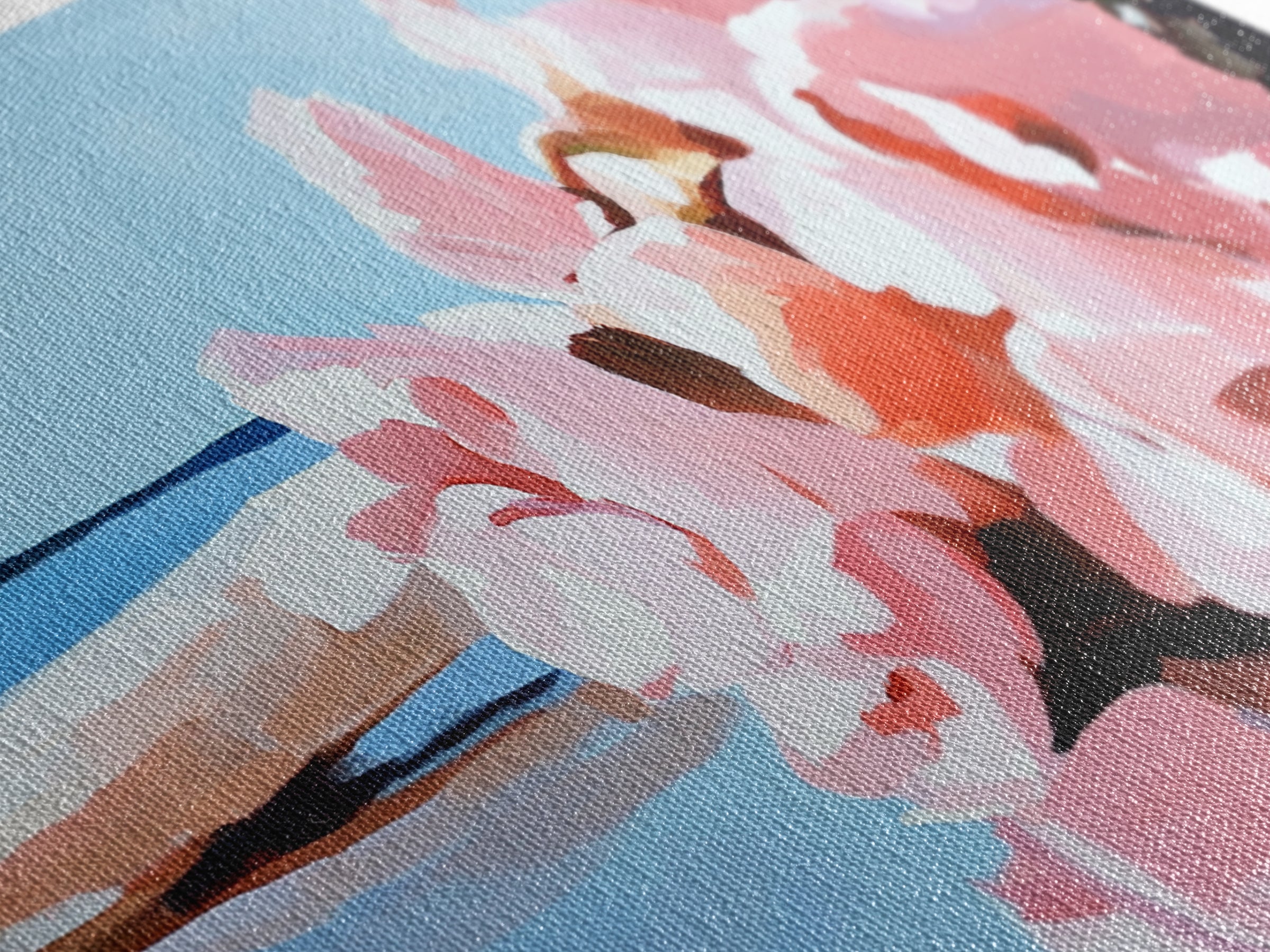 Beach Flowers, Coastal Art, Pink Peonies, Seaside Decor, Framed Canvas Print, Living Room Wall Art, Romantic Art, Boho Aesthetic