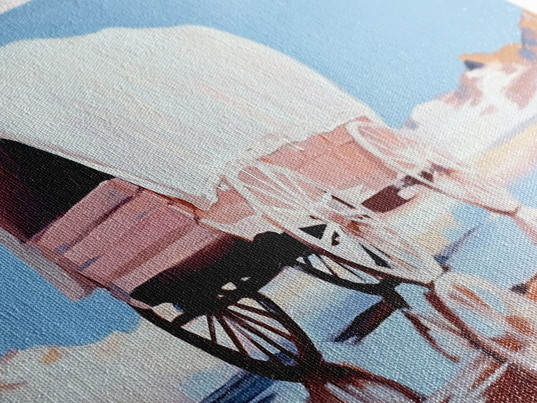 Covered Wagon, Western Art, Pioneer Print, Rustic Decor, Framed Canvas Print, Living Room Wall Art, Boho Farmhouse Style