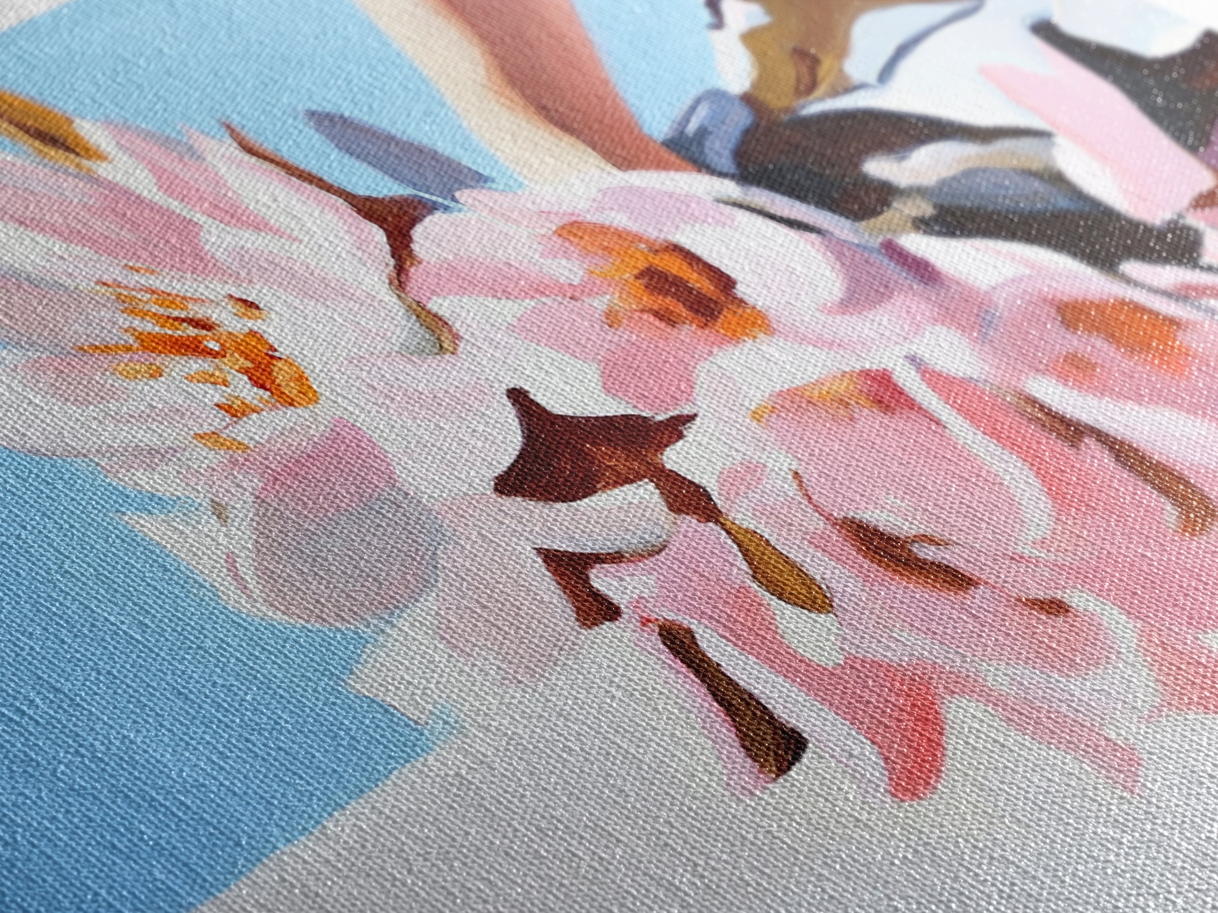 Blush Bouquet, Delicate Flowers, Feminine Touch, Framed Canvas Print, Soft Pastel Decor, Elegant Wall Art, Bedroom Aesthetic, Wedding Gift