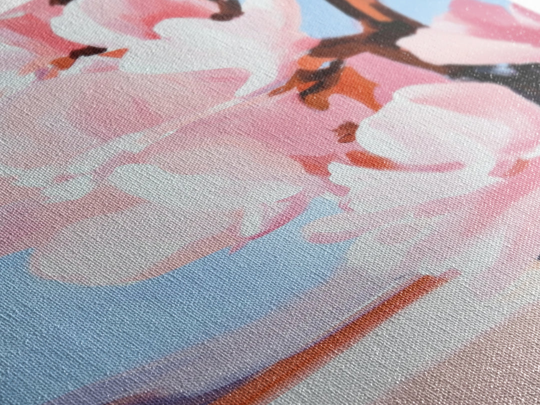 Blush Magnolia Art, Minimalist Floral Painting, Elegant Spring Decor, Pastel Botanical Print, Framed Canvas Print, Bedroom Wall Art