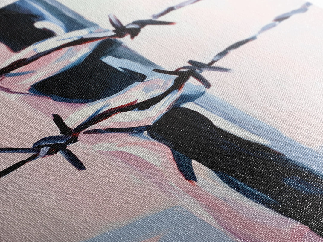 Barbed Wire, Western Art, Minimalist Ranch Style, Rustic Fence, Framed Canvas Print, Modern Wall Art, Cowboy Aesthetic, Bold Home Decor