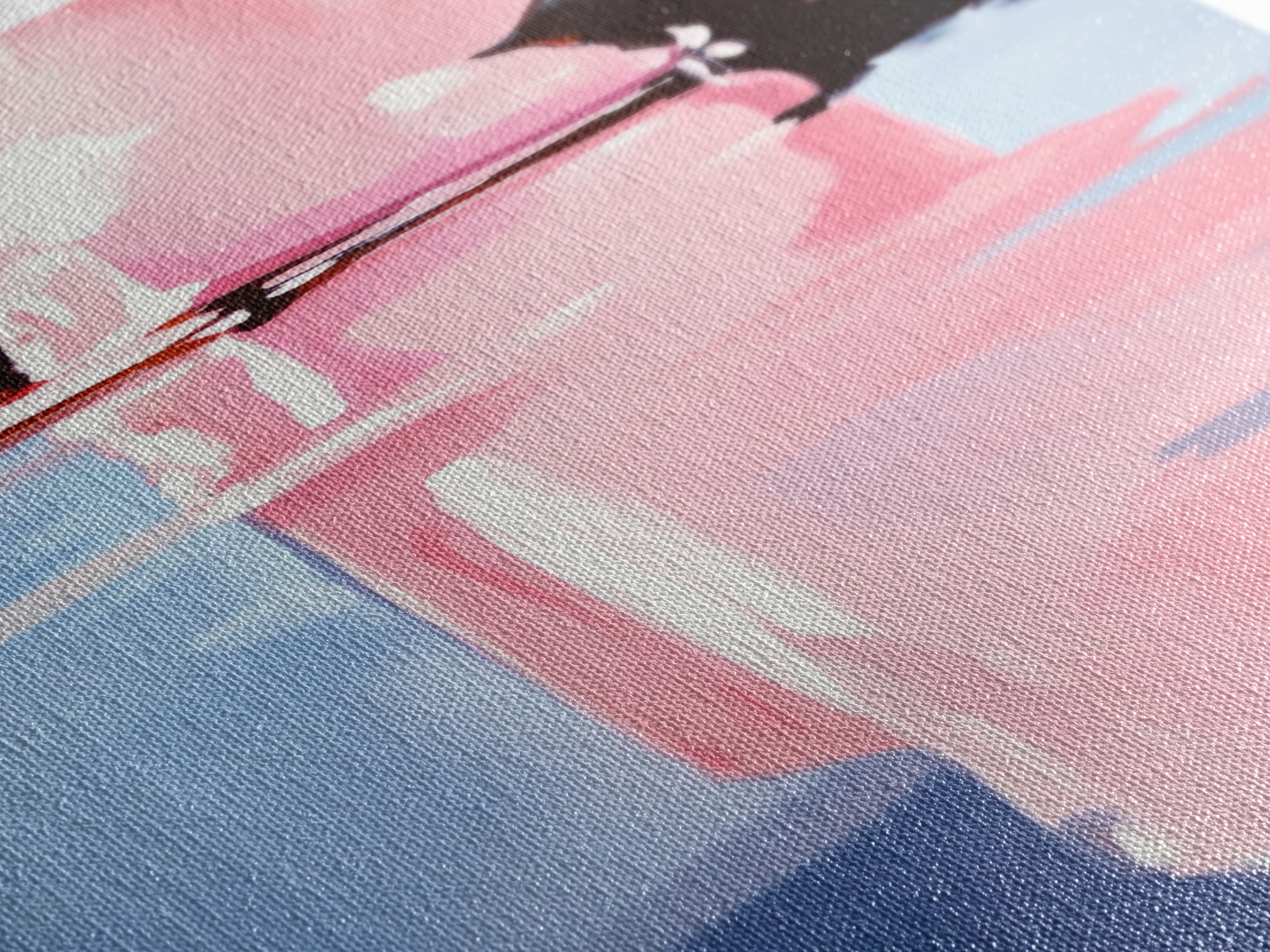 Pink Cloud, Reflection Art, Modern Landscape, Framed Canvas Print, Blue Sky Painting, Large Wall Art, Minimalist Decor, Office Art