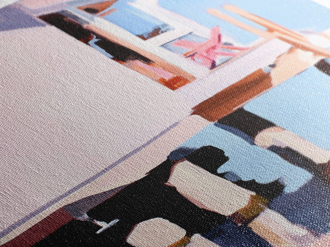 Coastal House, Seaside Home, Beachfront Art, Framed Canvas Print, Modern Coastal Art, Living Room Wall Art, Ocean Painting