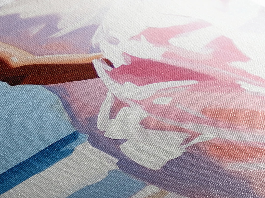 Beach, Dress, Breeze, Feminine, Canvas Print, Minimalist Art, Soft Pastel Art, Bedroom Wall Art, Aesthetic Home Decor, Coastal Wall Hanging