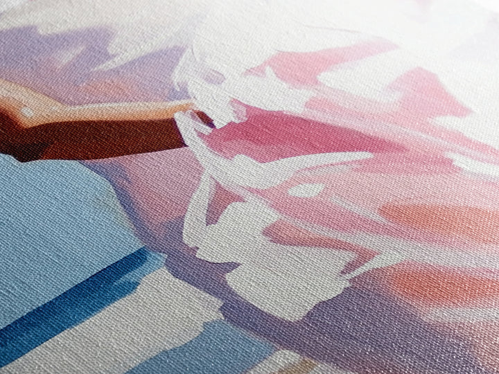 Beach, Dress, Breeze, Feminine, Canvas Print, Minimalist Art, Soft Pastel Art, Bedroom Wall Art, Aesthetic Home Decor, Coastal Wall Hanging