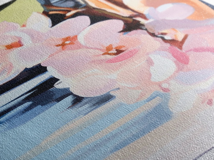 Blossoms, Floral, Nature, Water, Canvas Print, Botanical Wall Art, Feminine Aesthetic, Soft Pastel Decor, Spring Wall Hanging, Living Room Art