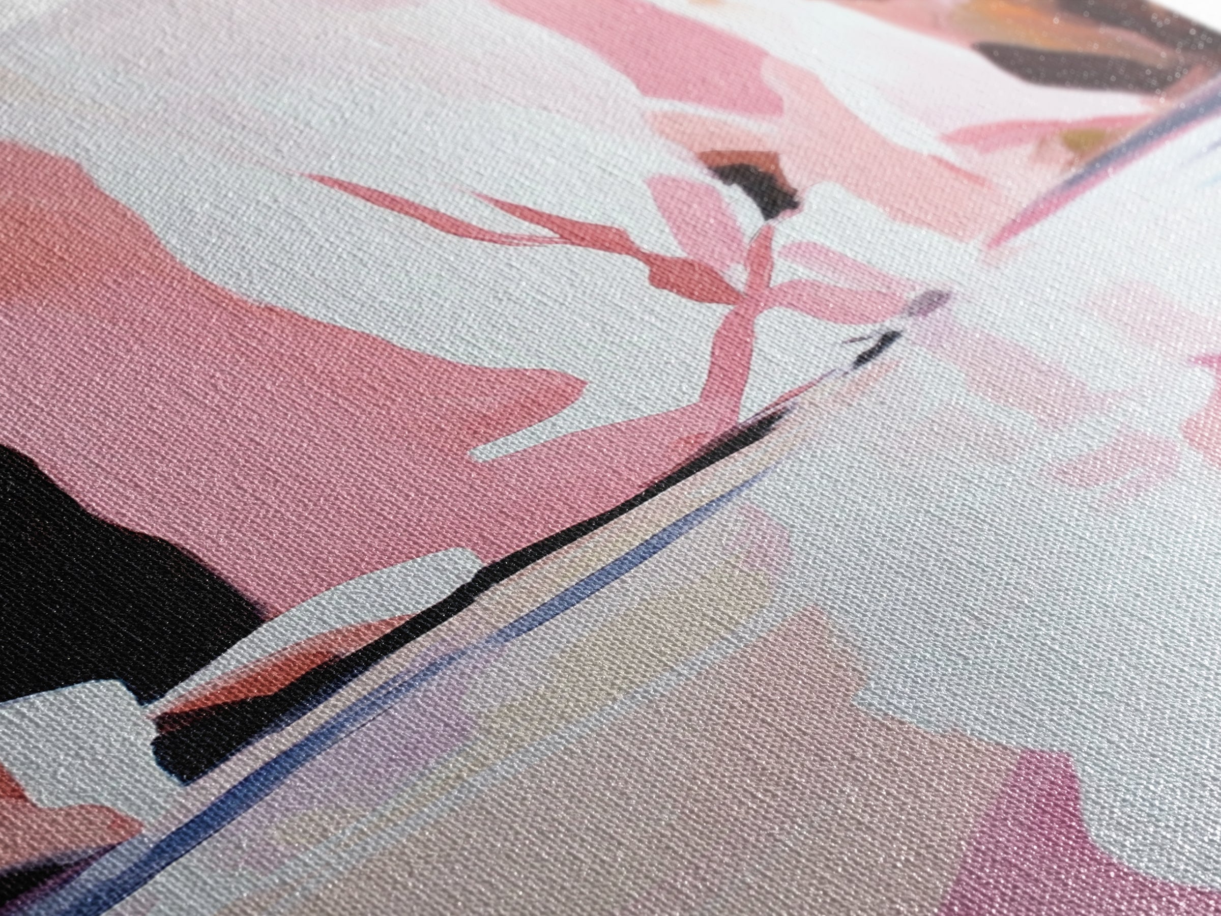 Cliffside Reflection, Coastal Wall Art, Beach House Decor, Blue and Pink Minimalist, Living Room Art, Framed Canvas Print