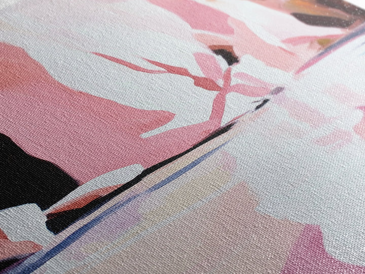 Cliffside Reflection, Coastal Wall Art, Beach House Decor, Blue and Pink Minimalist, Living Room Art, Framed Canvas Print