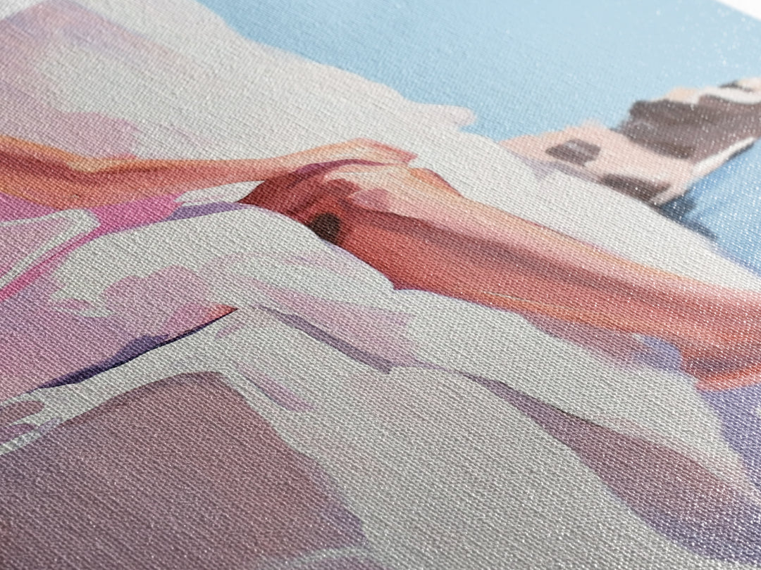 Abstract Rock, Water Reflection, Earthy Tones, Tranquil Nature Scene, Modern Aesthetic, Framed Canvas Print, Living Room Wall Art