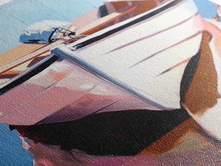 Rustic Boat, Nautical Wall Art, Coastal Home Decor, Seaside Aesthetic, Soft Pastels, Framed Canvas Print, Living Room