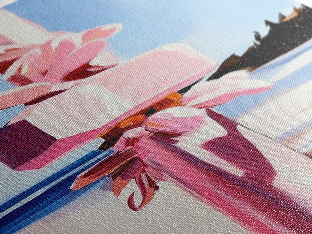 Abstract Coastal Pillar, Ocean Inspired Art, Minimalist Blue Aesthetic, Beach House Decor, Canvas Print, Framed Canvas Print