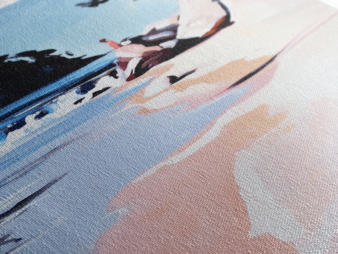 Coastal Escape, Beach Serenity, Soft Ocean Art, Tranquil Nature Scene, Summer Home Decor, Relaxing Wall Art, Framed Canvas Print