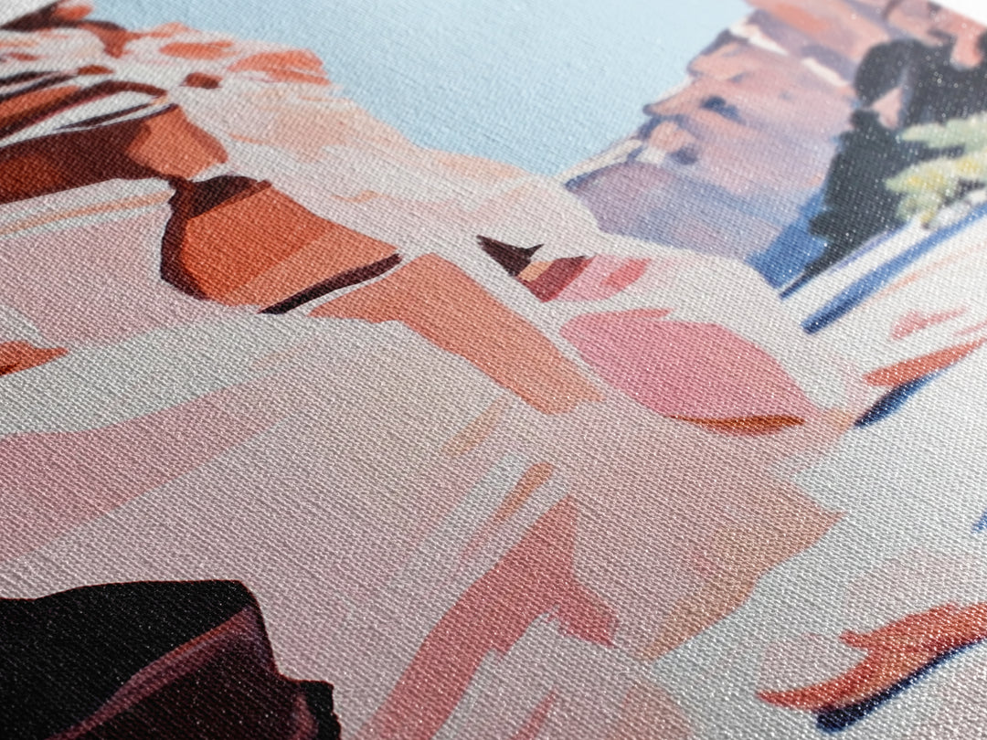 Desert Canyon, Red Rock Art, Southwest Landscape Print, Framed Canvas Print, Nature Lover Gift, Rustic Western Home Decor