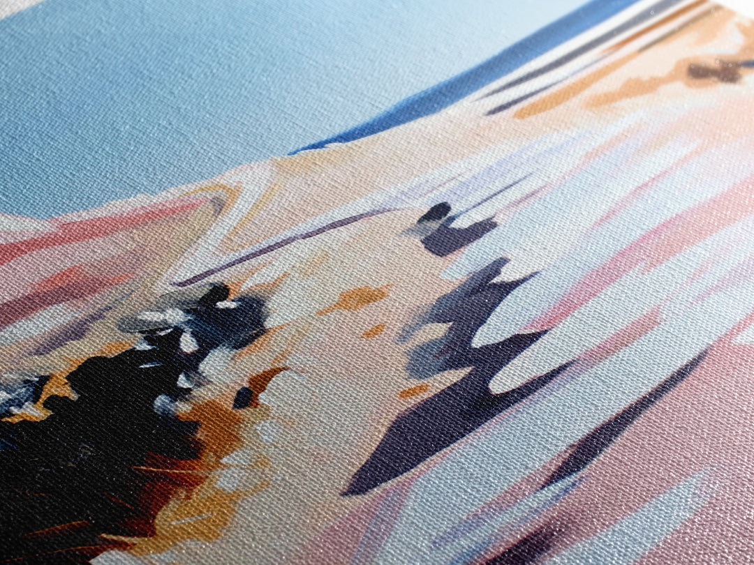 Coastal Path, Scenic Ocean Trail, Seaside Cliffs Art, Framed Canvas Print, Nautical Wall Decor, Beach House Aesthetic Artwork