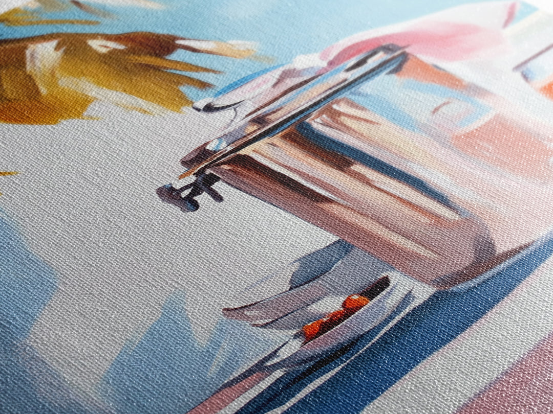 Beach Picnic, Palm Tree, Drinks, Framed Canvas Print, Summer Wall Art, Tropical Aesthetic, Kitchen Art, Coastal Home Decor, Boho Art