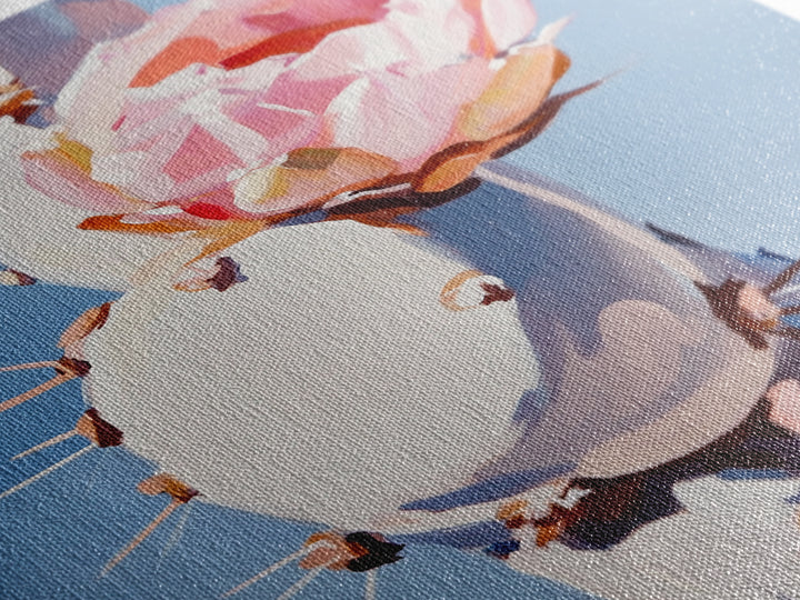 Cactus, Blooming Flower, Desert, Framed Canvas Print, Southwest Wall Art, Boho Aesthetic, Nature Decor, Botanical Art, Bedroom Art