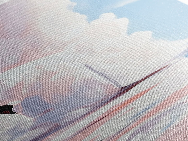 Pink Clouds, Sky Art, Dreamy Landscape, Serene Wall Decor, Blue and Pink Painting, Framed Canvas Print, Office Decor, Aesthetic Gift