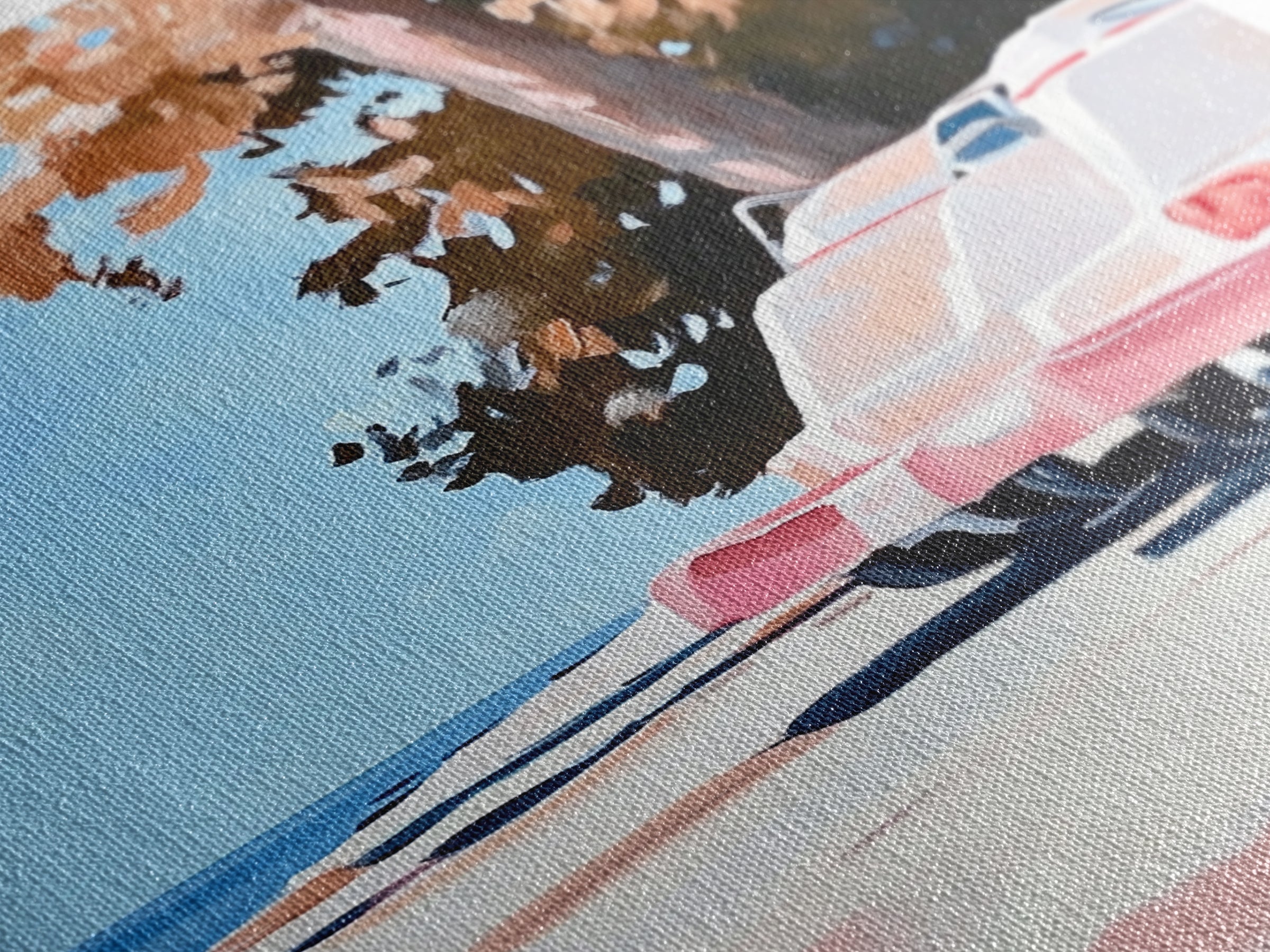 Cliffs and Water, Nature Wall Art, Minimalist Landscape, Coastal Home Decor, Blue and Pink Art, Framed Canvas Print, Office Wall Decor