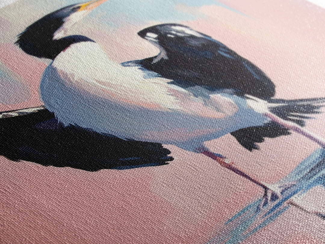 Coastal Bird Art, Modern Seabird Painting, Pastel Beach Decor, Contemporary Animal Print, Framed Canvas Print, Living Room Wall Art