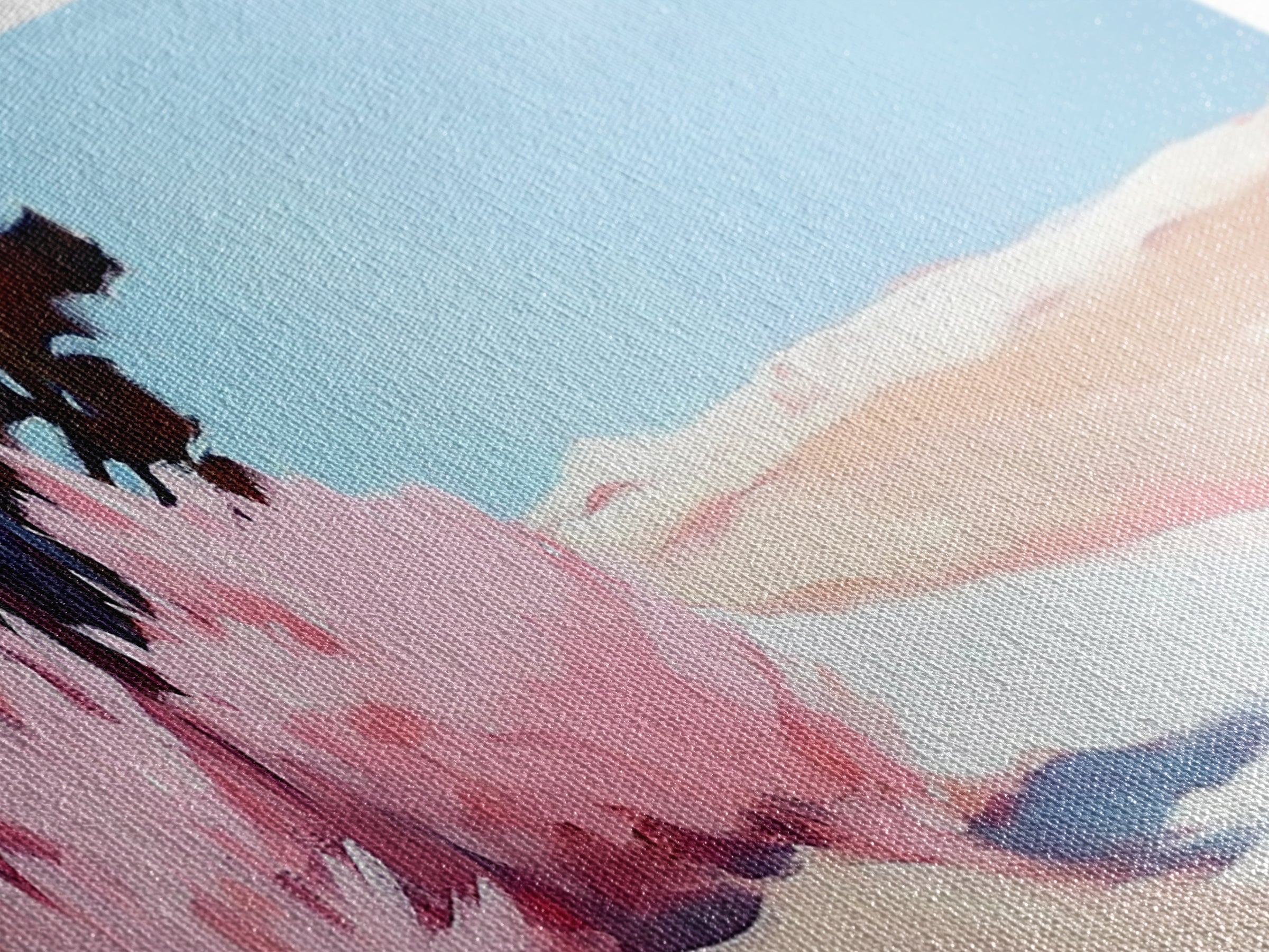 Desert Bloom, Minimalist Landscape, Soft Pastel Art, Tranquil Nature Scene, Canvas Print, Living Room Wall Art, Modern Boho Decor