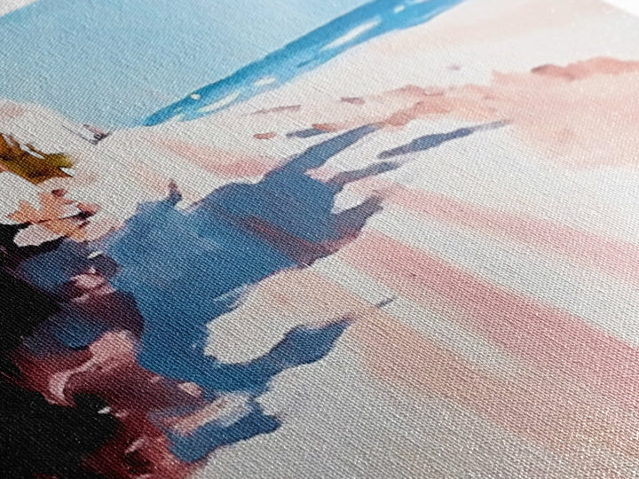 Coastal Path, Serene Seascape, Tropical Getaway, Warm Beach Scene, Canvas Print, Living Room Wall Art, Modern Coastal Decor