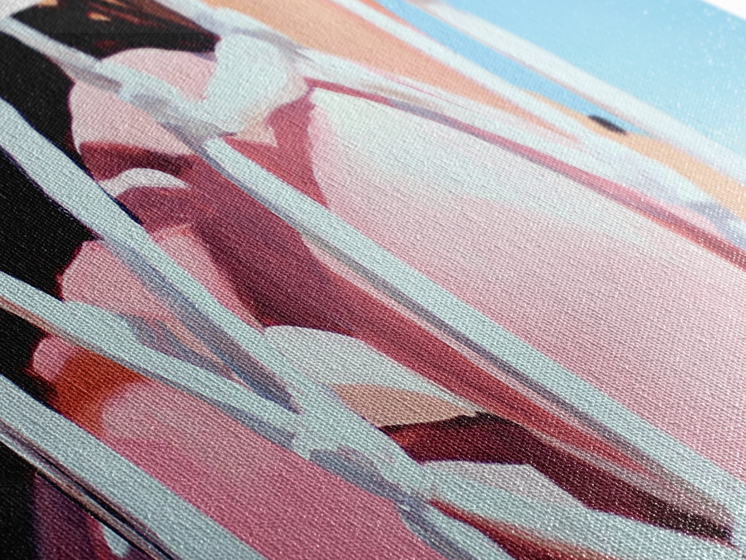 Rope Swing, Woman in Pink, Sunlit Sky, Framed Canvas Print, Summer Wall Art, Minimalist Decor, Feminine Aesthetic, Boho Art