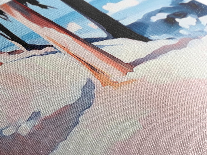 Coastal Trees, Beach Landscape, Ocean View, Framed Canvas Print, Modern Wall Art, Minimalist Decor, Living Room Art, Tropical Artwork