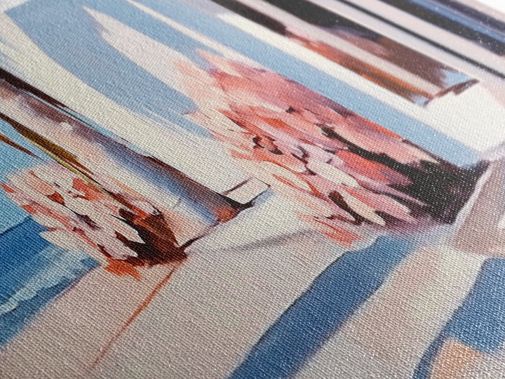 Beachfront Patio, Coastal Home, Ocean View Art, Framed Canvas Print, Seaside Decor, Summer House Aesthetic, Serene Wall Artwork